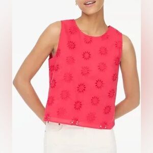 J Crew Women's Sleeveless Pink Cropped Eyelet Top size Large